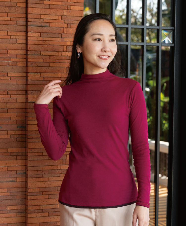 天使の綿シフォン　タートルネック長袖Tシャツ　チェリー 楽天市場】【即納】【正規品】2026年 春 新色 天使の綿シフォン